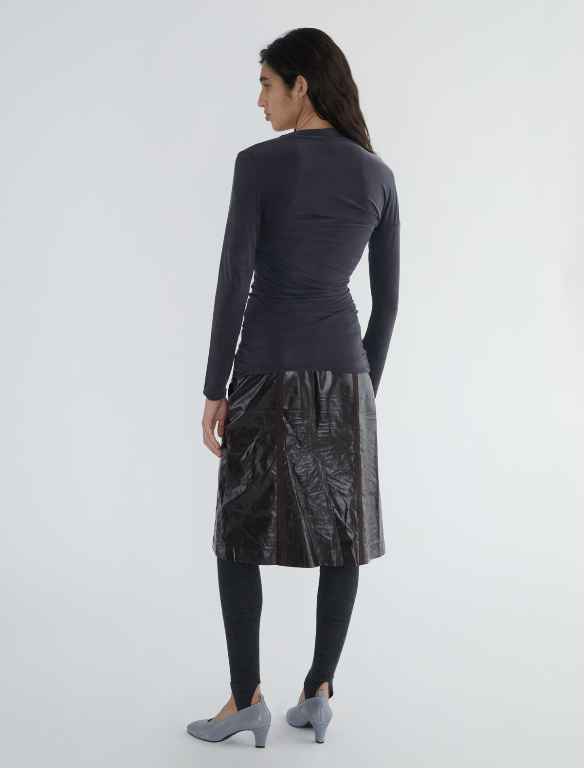 Jojo asymmetric long sleeve cupro top