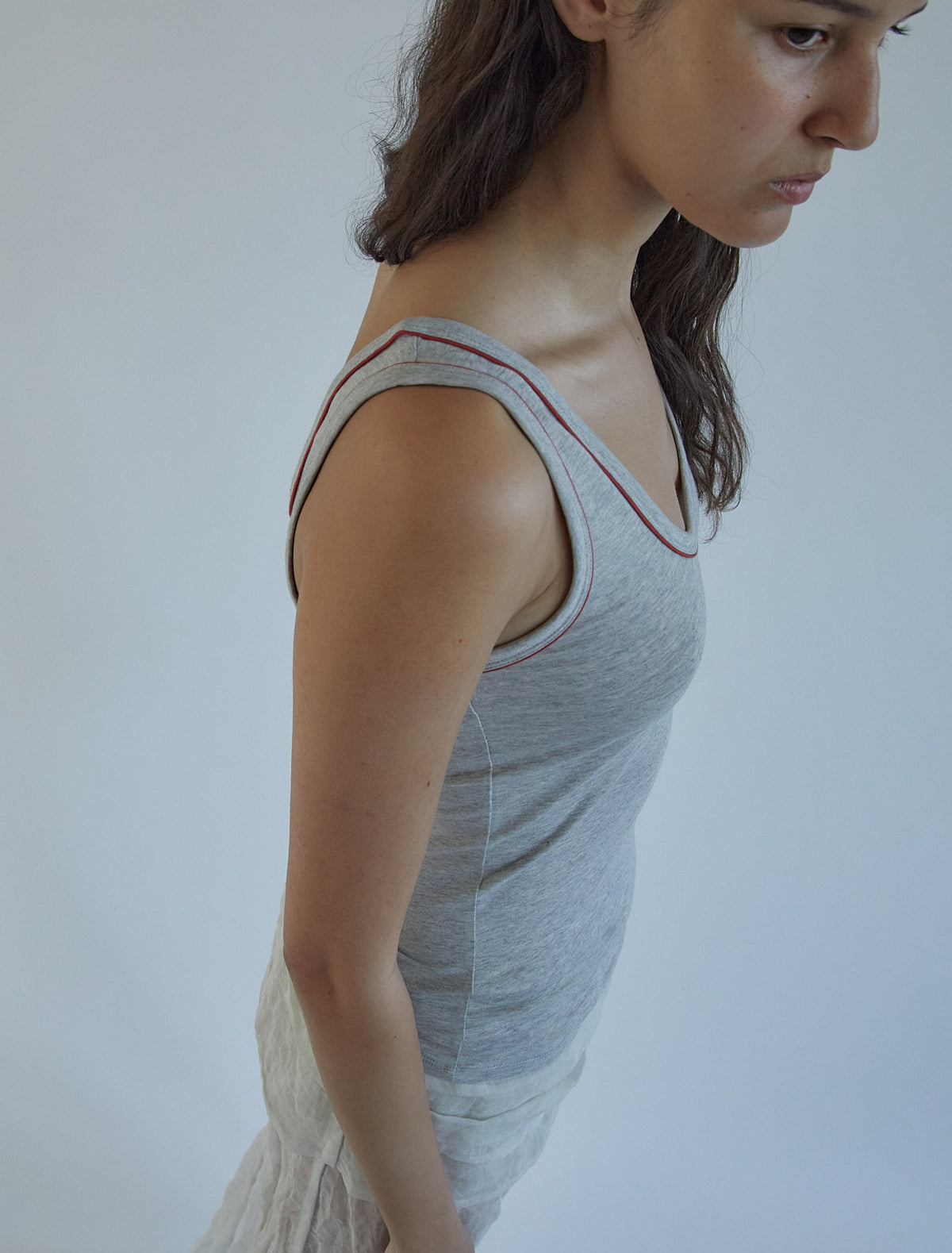 Nadal fitted tank top contrast trim neckline armholes cotton