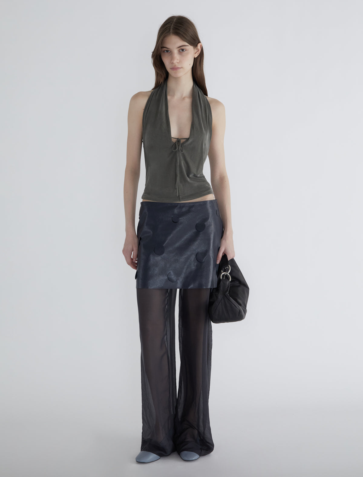 Mini dry elongated wrap around hobo style bag black