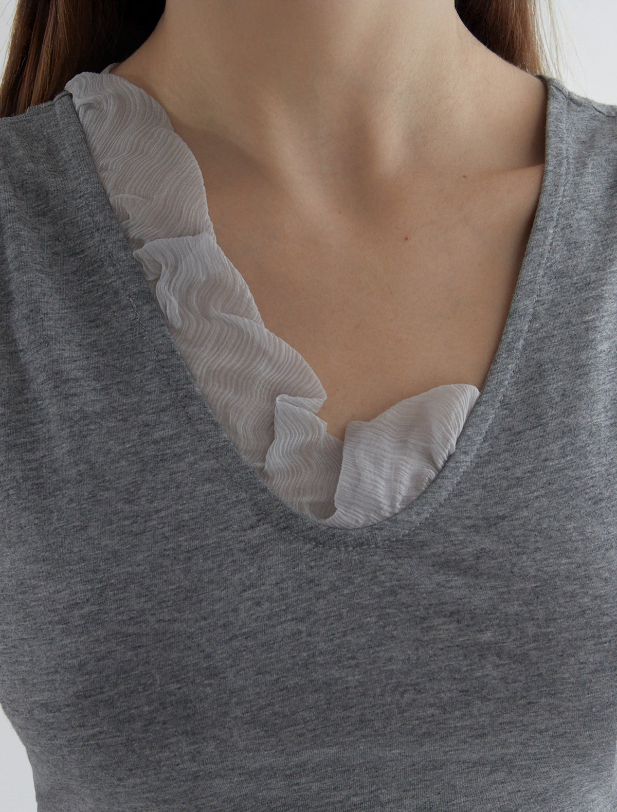 Jason tank top silk ruffle grey