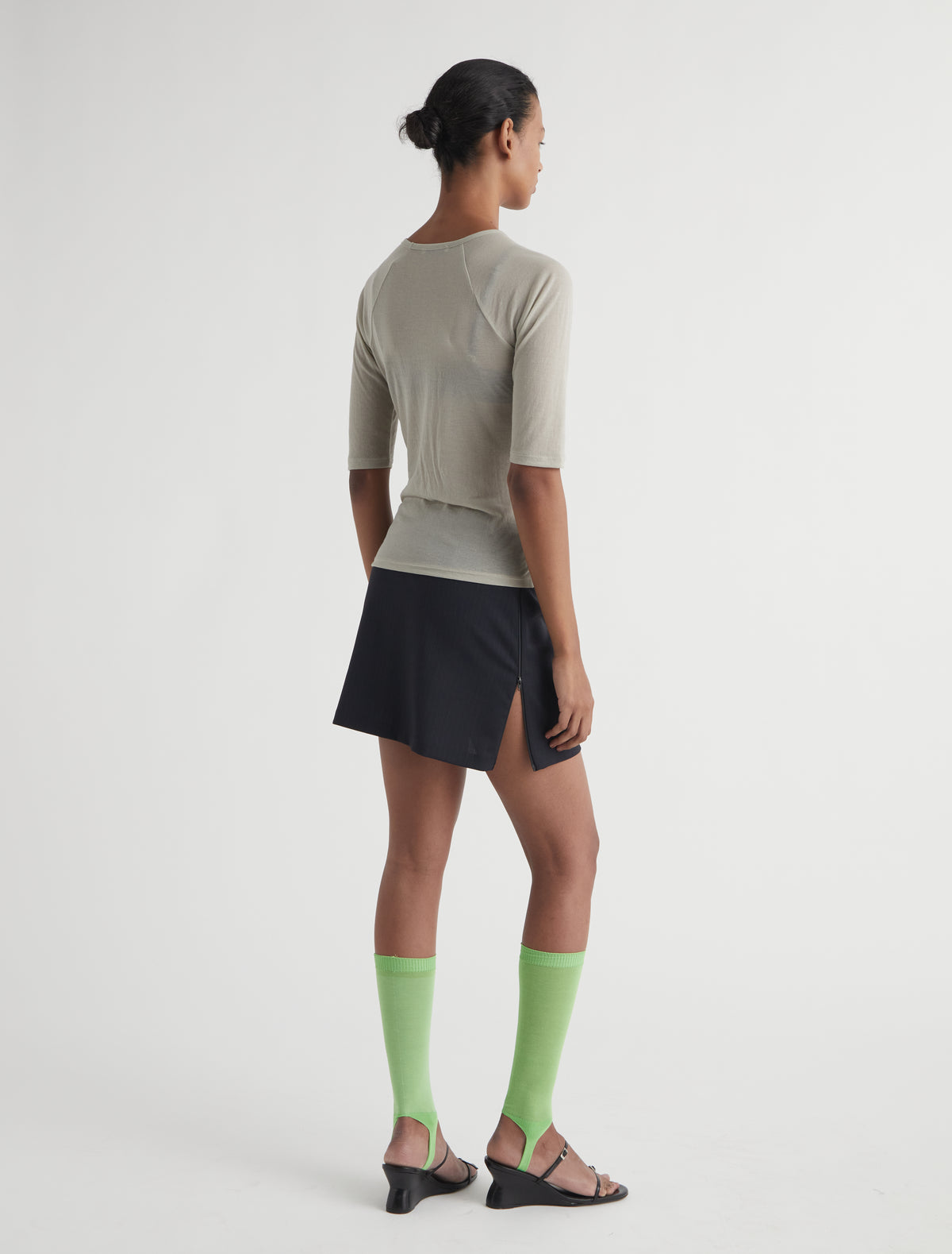 Long dina long fuseau style knitted socks green