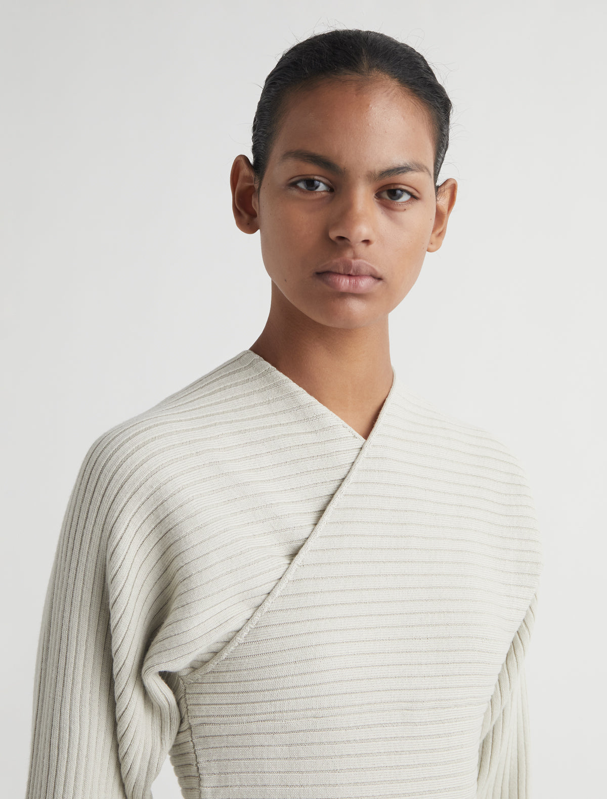 Polenta sweater crossover neckline offwhite