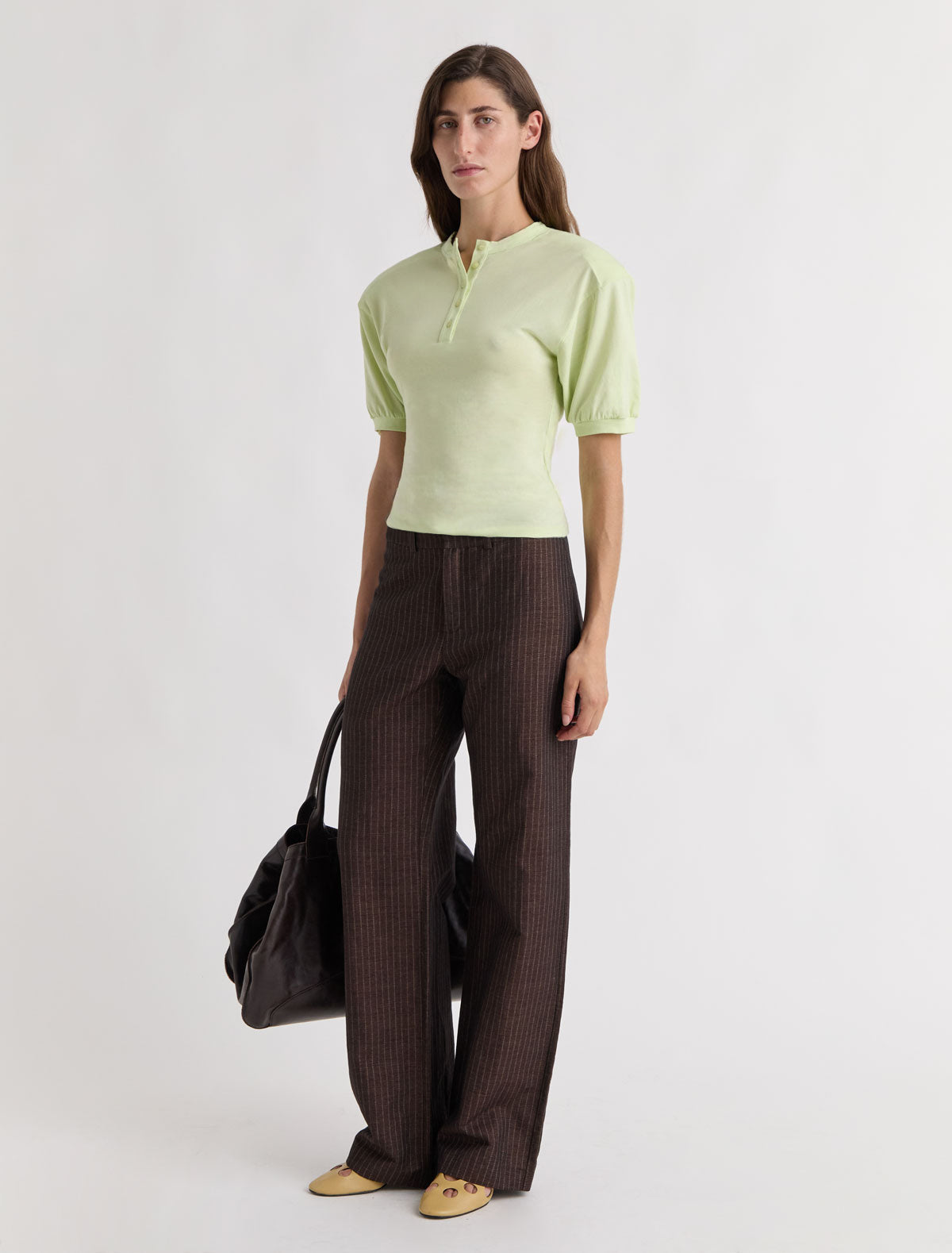 Renfo short sleeved top henley neckline raglan sleeves removable shoulder pads fluor