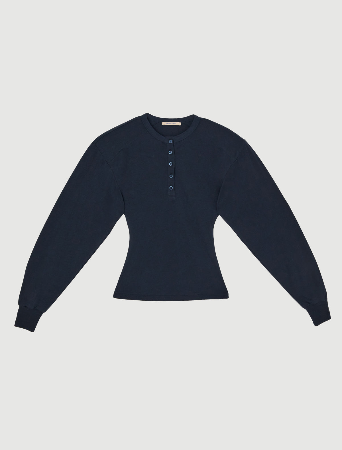 Ryno long sleeve top henley neckline shoulder pads navy
