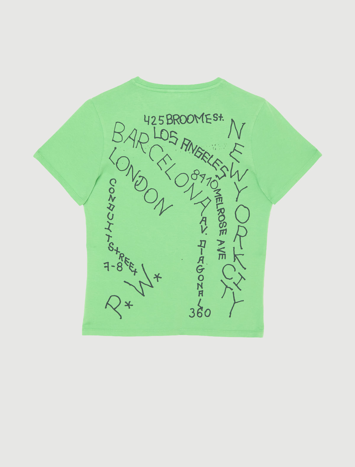 Visita ii short sleeved t shirt round neckline prints front back green