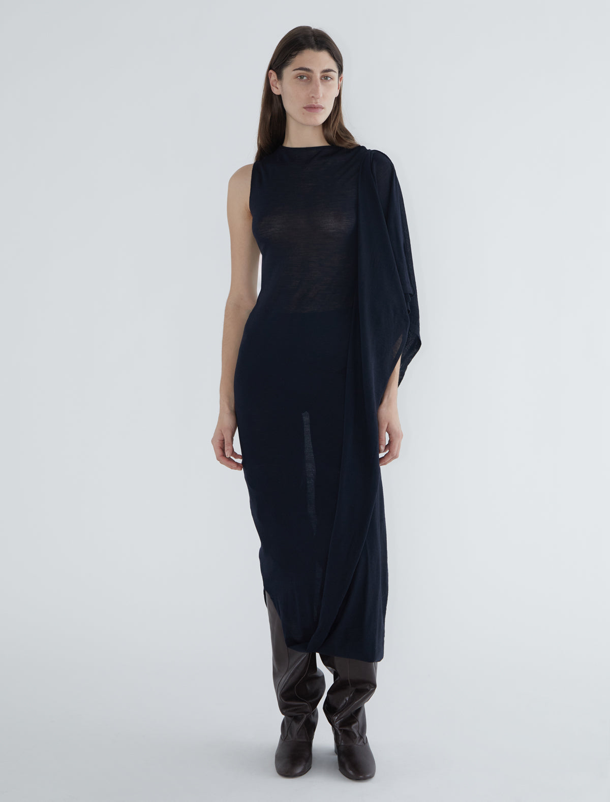 Willy multiposition sleeveless wool dress black