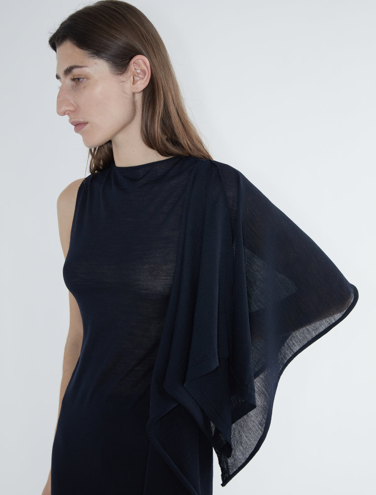 Willy multiposition sleeveless wool dress black