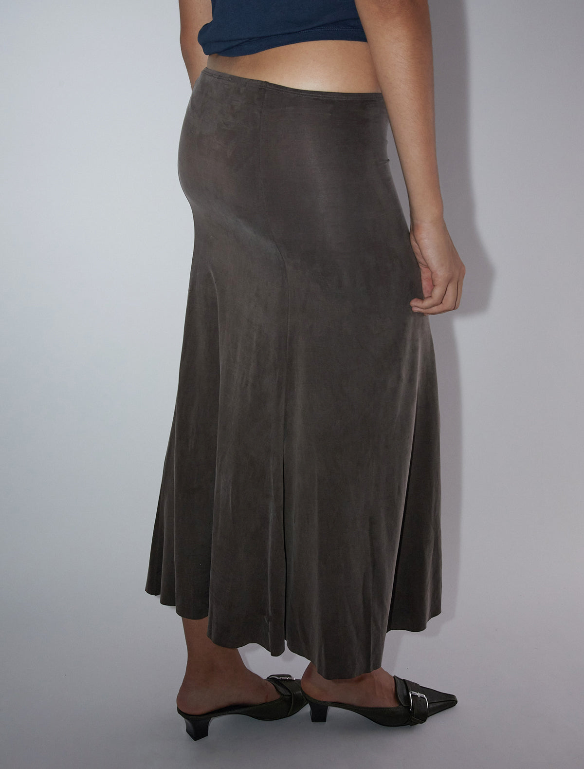 Vicky flared cupro skirt brown