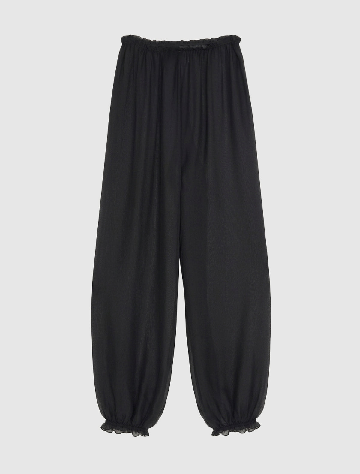 Weza delicate sheer harem silk pants elastic wasitband ankles black
