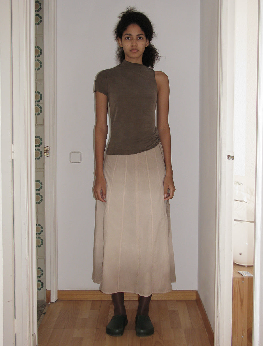 Elvira asymmetric cupro top brown